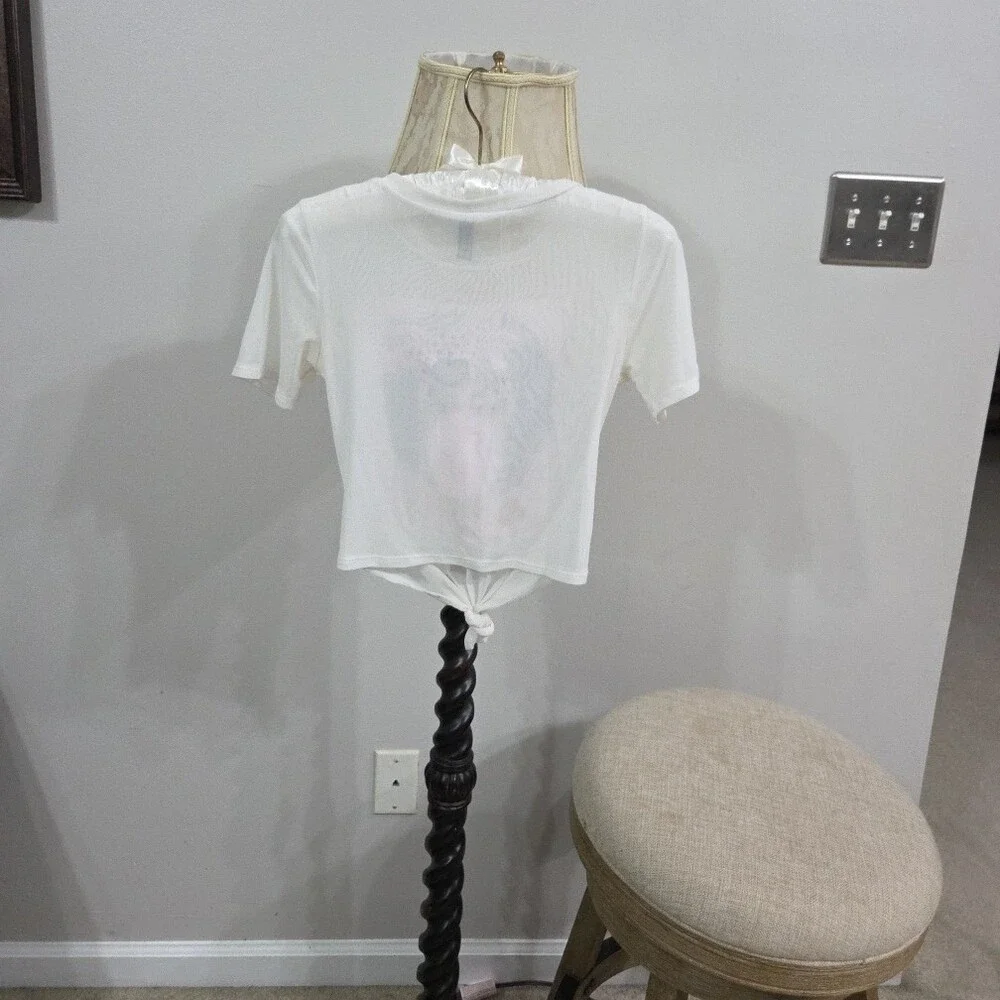 White Graphic Tee with Pink Bubblegum Girl Print - Picture 2 of 2